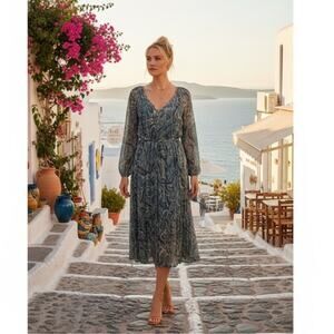 Hannah Artwear Floral Maxi Dress 0 Blue NEW